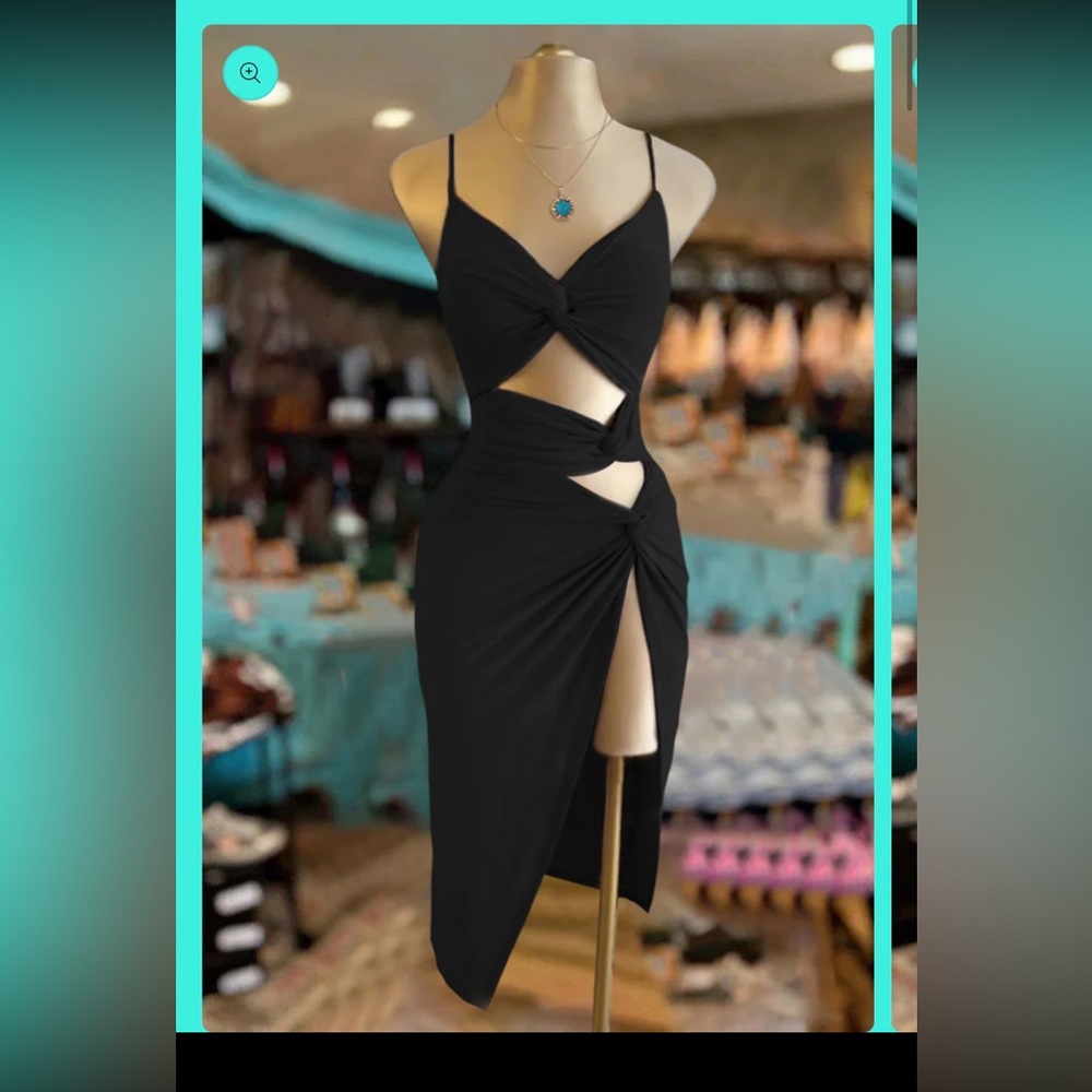 Black cut out dress western little black dress large Brand New